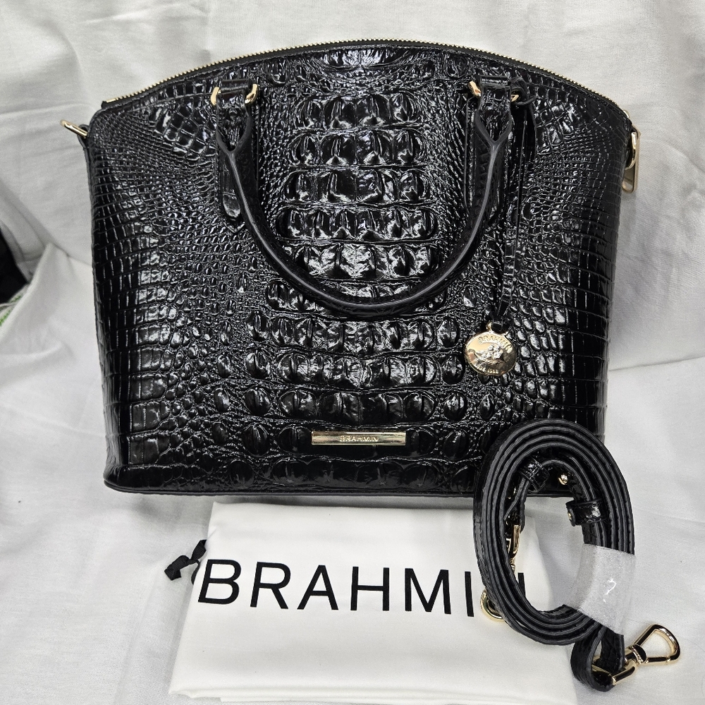 NWT Brahmin Duxbury  black Satchel Melbourne Leather